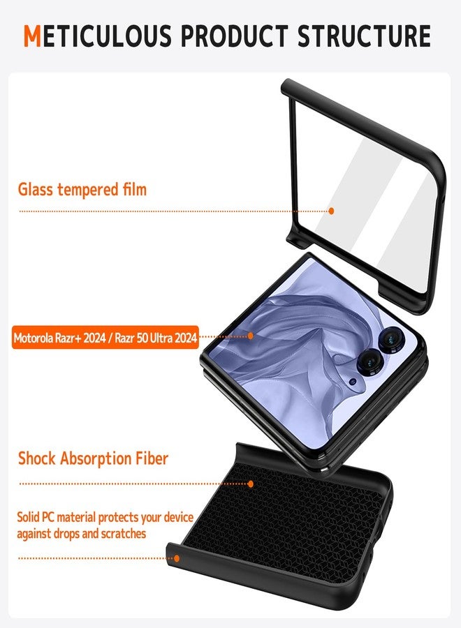 NINKI for Motorola Razr 2024 Plus Case with Kickstand, Screen Protector Leather Case for Motorola Razr 50 Ultra Case 2024, Moto Razr+ Flip Phone Case for Motorola Razr + 2024 Case 5G Carbon Fiber - Image 2